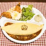 デミグラスソースオムライス＆有頭えびふらい（マカロニ キッチン）