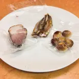 燻製3種盛(ベーコン、干魚、うずら玉子)（居酒屋たこっちさん）
