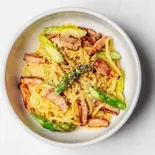 ベーコンアスパラのレモンクリームパスタ（おいしいパスタ）