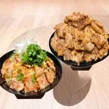 【シェアセットC】①ネギ塩豚バラ丼(肉180g)＆②BGB丼(ブラックガーリック豚バラ丼((肉180g)（豚丼専門店 会心の肉撃 総本店）