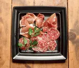 【dish】生ハム盛り合わせ Oil-marinated prosciutto ＆ salame di Milano（ヘルシー野菜とヴィーガンDELIのお弁当【aux DELI】）