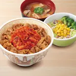 キムチ牛丼とん汁サラダセット（すき家 中村黄金通店）
