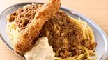 海老フライ＆ミートソース Deep Fried Shrimp＆Meat Sauce（スパゲティの店『神田ナポリタン』 札幌東店）