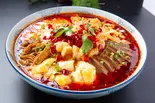 牛ハチノス・牛ハツ元・牛千枚・野菜の麻辣味鍋【毛血旺】(中国東北家郷料理永利 豊洲駅前店(1号店))