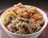 牛塩焼肉＆唐揚げ丼 Salted Grilled Beef ＆ Fried Chicken Rice Bowl（腹ペコ丼番長）