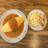トマトソース〜バジルの香り〜+フレンチフライ+唐揚げ3個（Bistro ＆ Cafe Lamp）