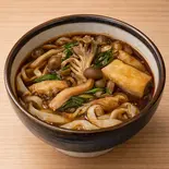 [温かけ]きのこ肉汁うどん（肉汁うどん 麦とろ 柳）