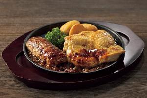 【D93】 BEEFハンバーグステーキ＆米どりのグリル～選べるソース
