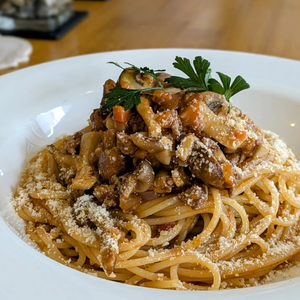 牛肉ときのこのボロネーゼパスタ