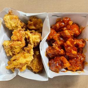 バンバンチキン(half＆half) 大根漬物、サイダー付き