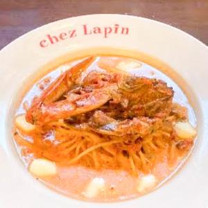 大人気！渡り蟹とモッツアレラチーズ、とろけるチーズのトマトクリームソース スパゲッティ