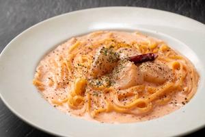 帆立の明太クリームパスタ
