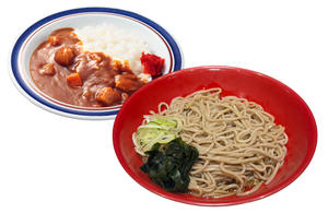 冷ミニカレーセットそば 又は うどん Mini Curry Rice + Cold Soba/Udon