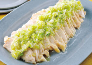 蒸し鶏ねぎソース