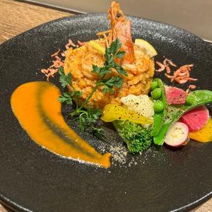 炙りエビのトマトクリームリゾット