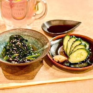 ほうれん草おひたしときゅうり浅漬け