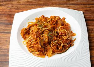 若鶏と3種キノコのトマトソースパスタ