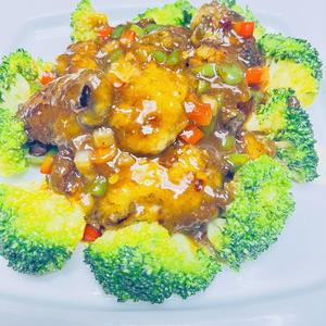 牡蠣とブロッコリーの豆鼓ソース炒め
