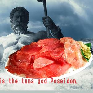 丼丸 This is the bounty of the sea, tuna poseidon まぐろポセイ丼 (400g mega盛り)
