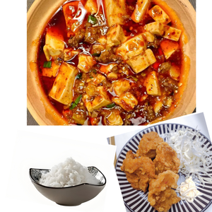 麻婆豆腐セット(麻婆豆腐と城山唐揚げ4コとライス)