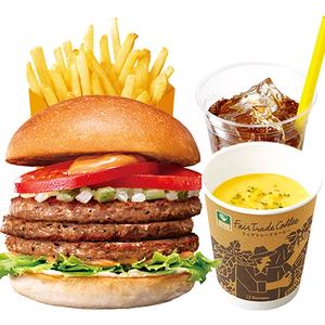 【ディナーセット】トリプル絶品ビーフバーガーTriple ZEPPIN（Supreme）Beef Burger Dinner Set