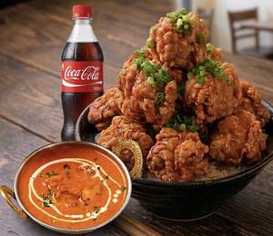 カレー爆盛りセット (8個+カレー+ドリンク) (Mega Combo)  Curry+ Karaage 8P+ Drink