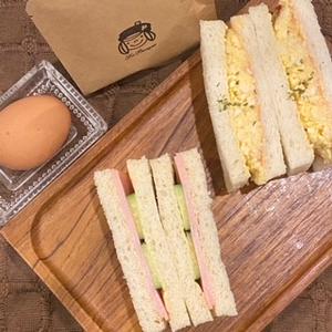 2種サンド(玉子＆ハム)のモーニングセット(ドリップバッグ珈琲付)