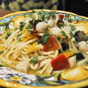 ホタテ小柱とグリル野菜のペペロンチーノ