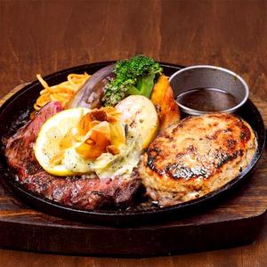 荒挽きハンバーグ＆アメリカンステーキ(肩ロース)