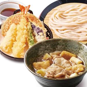 肉つけ汁うどん 天ぷら盛りセット
