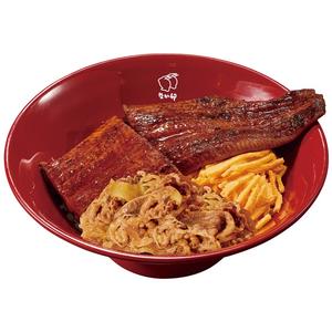 なか卯 牛すき特盛うな丼 Beef Sukiyaki ＆ Teriyaki Eel  (2 pcs) Rice Box