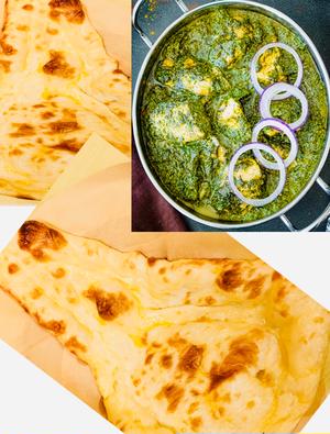 ほうれん草チキン の 大盛りカレー(バターナン二枚付)