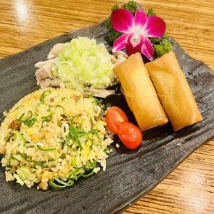チャーシュー炒飯+春巻(2本)+選べる蒸し鶏