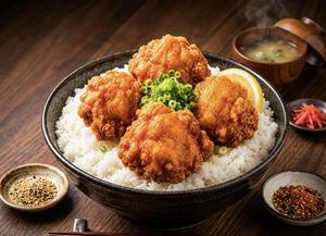 特製唐揚げオーバーライス丼(唐揚げ4個)4pieces Karaage Rice Bowl