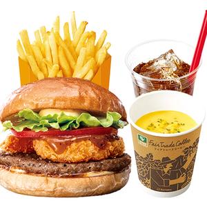 ゼッテリア ZETTERIA 【ディナーセット】アジアンガーリックシュリンプビーフバーガー Asian Garlic Shrimp & Beef Burger Dinner Set