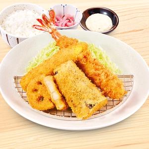 かつ庵 大海老フライと野菜フライ弁当　Large Fried Shrimp + Fried Veggies Combo Meal