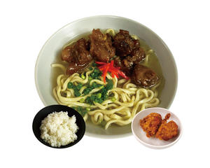 【満足度No.2】とろとろ軟骨ソーキそば+からあげ2個ご飯セット(麺200g)