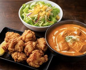 カレーからあげ贅沢プレート (6個+カレー+サラダ) (Luxury)  Karaage 6P + Curry + Salad