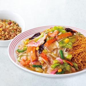 リンガーハット 野菜たっぷり皿うどん半チャーハンセット
