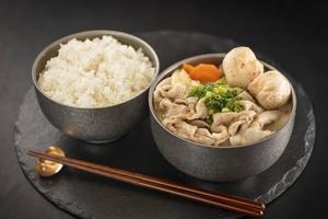 (特製味噌白湯)蟹つみれの入った豚汁とほかほかごはん (Special Miso White Soup)