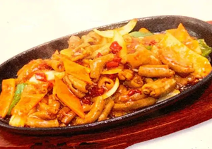 ホルモンの鉄板焼き