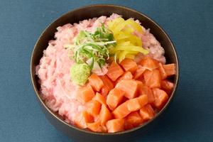 【最強コンビ】サーモン×ねぎとろ2種丼 Salmon ＆ Negitoro Bowl