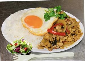 タイ ガパオライスセットー Gapao Rice set with Thai Rice