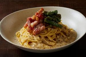 アスパラベーコンのカルボナーラ Asparagus Bacon Carbonara