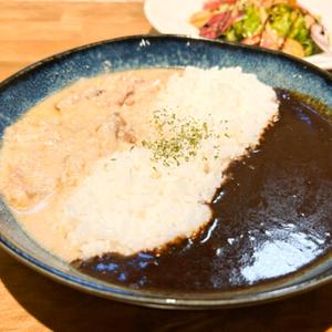 あいがけ(ビーフストロガノフ＆ビーフカレー)