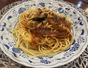 茄子のミートソースパスタ