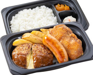 チーズINハンバーグミックスグリル弁当(チーズINハンバーグ＆ジャンボフランク＆炭焼き風チキングリル)