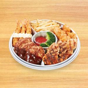 【911】手ごねハンバーグ＆グリルチキンのパーティプレート