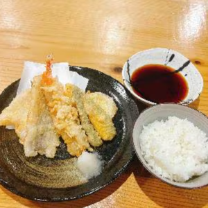 海鮮天定食(海老1・キス1・穴子1・かぼちゃ1・アスパラ1・さつまいも1)【天つゆ】