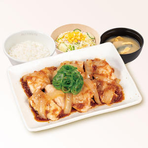 鶏のバター醤油炒め定食(味噌汁付)